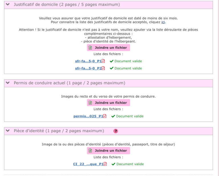 9 justificatifs à déposer